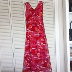 Vintage Windsor Dress Watercolor Floral Maxi Dress, Size M